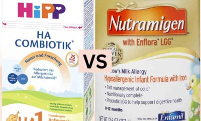 Graphic showing HiPP HA vs. Nutramigen formula.