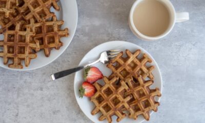 Chocolate Chip Protein Waffles (No Protein Powder Recipe)