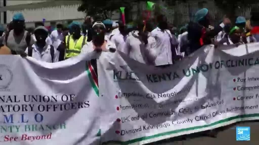 Hundreds of Kenya doctors protest in support of strike over working conditions