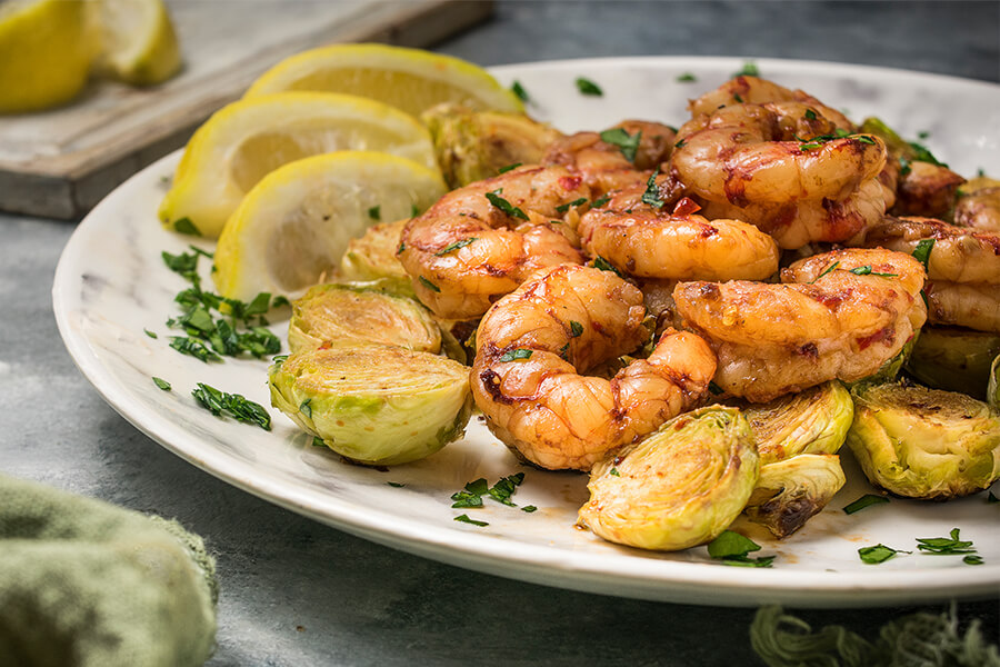 Keto Asian Shrimp & Brussels Sheet Pan Meal