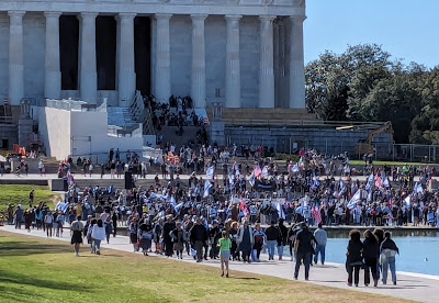 Pro-Israel Protesters in front of the Lincoln Memorial in DC…. All 400 of them