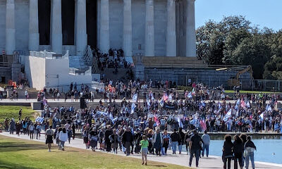 Pro-Israel Protesters in front of the Lincoln Memorial in DC…. All 400 of them