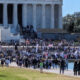 Pro-Israel Protesters in front of the Lincoln Memorial in DC…. All 400 of them