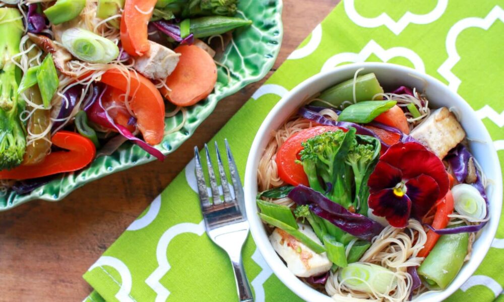 Vegetable Pancit with Tofu - Sharon Palmer, The Plant Powered Dietitian