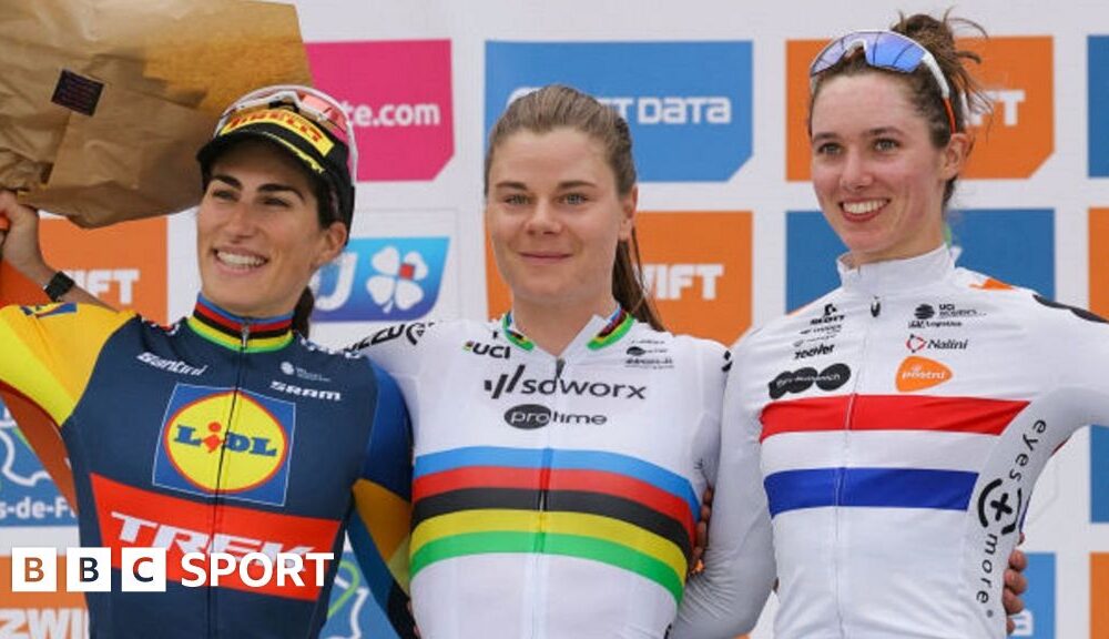 Women's Paris-Roubaix: Lotte Kopecky wins as GB's Pfeiffer Georgi finishes third