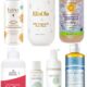 Collage of the best organic and non-toxic baby wash brands on a white background.