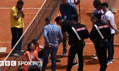 Climate protesters interrupt two Italian Open matches in Rome