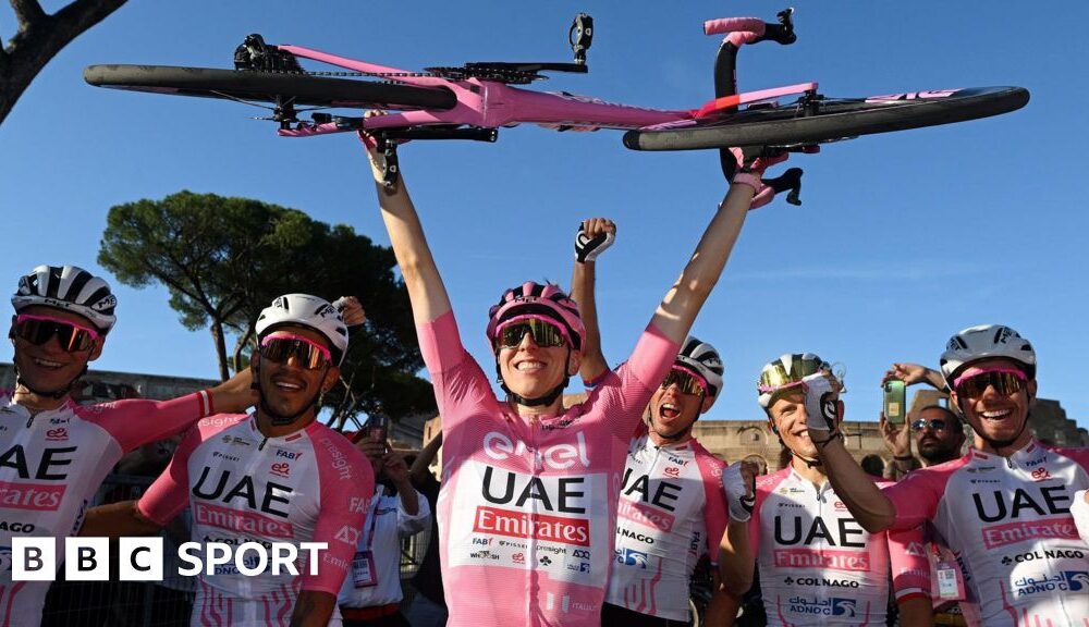 Giro d'Italia: Tadej Pogacar secures race win on debut as Geraint Thomas finishes third