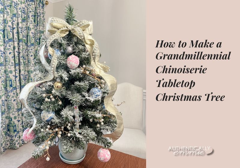 Grandmillennial / Chinoiserie Tabletop Christmas Tree