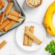 Healthy homemade baby teething biscuits recipe (baby crackers) on a white plate.