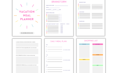 A graphic showing the six pages in the free vacation meal plan