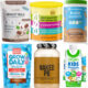 Collage of the best protein powders for kids on a white background.