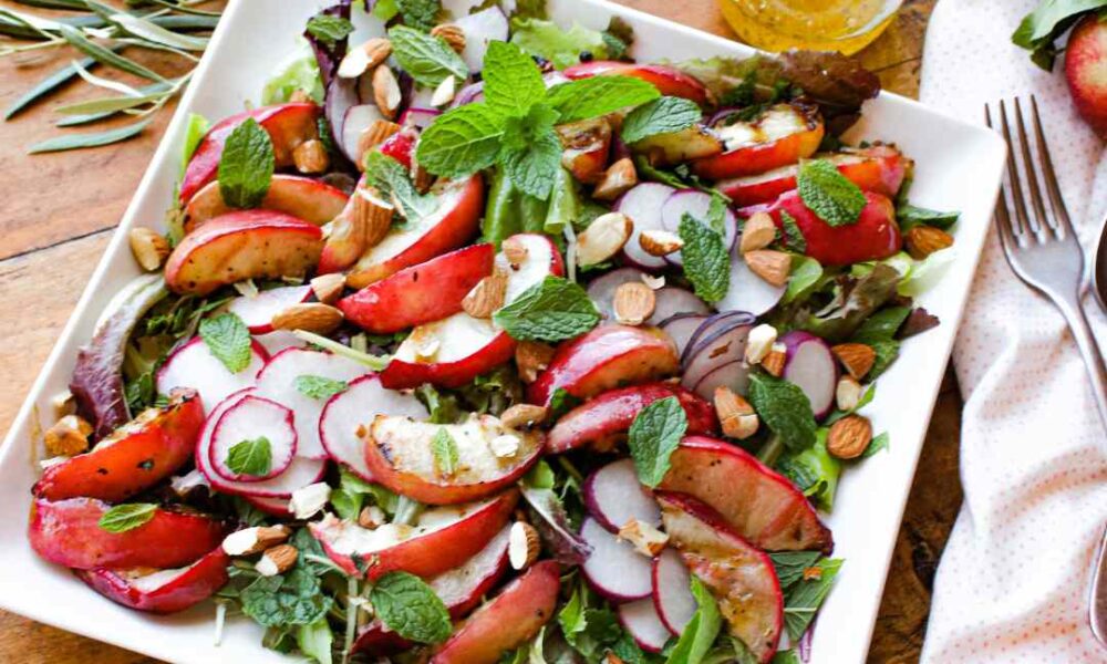 Grilled Nectarine Salad with Citrus Ginger Dressing