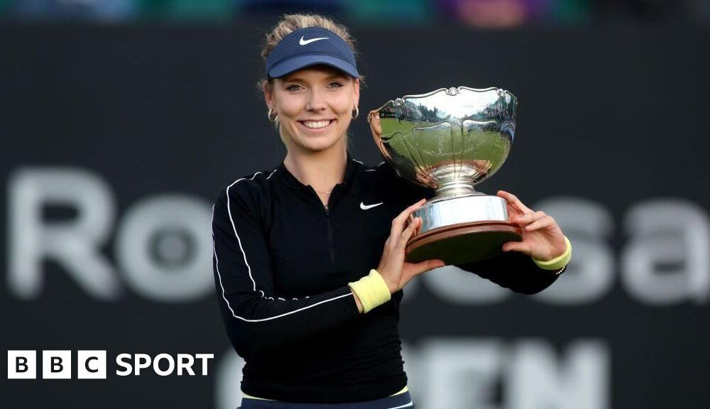 Nottingham Open: Katie Boulter beats Karolina Pliskova and Emma Raducanu to retain title