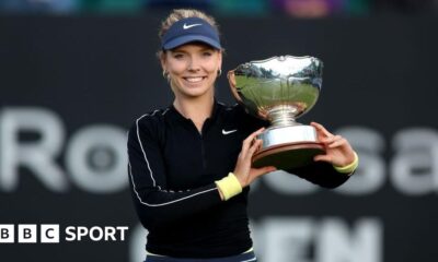 Nottingham Open: Katie Boulter beats Karolina Pliskova and Emma Raducanu to retain title