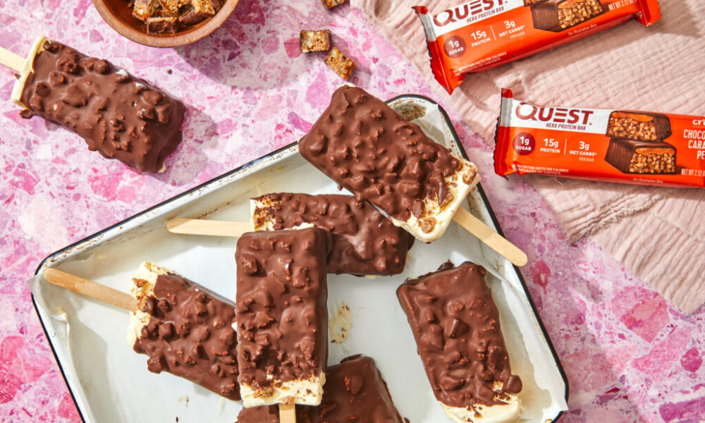 Questified Chocolate Caramel Pecan Ice Cream Bars