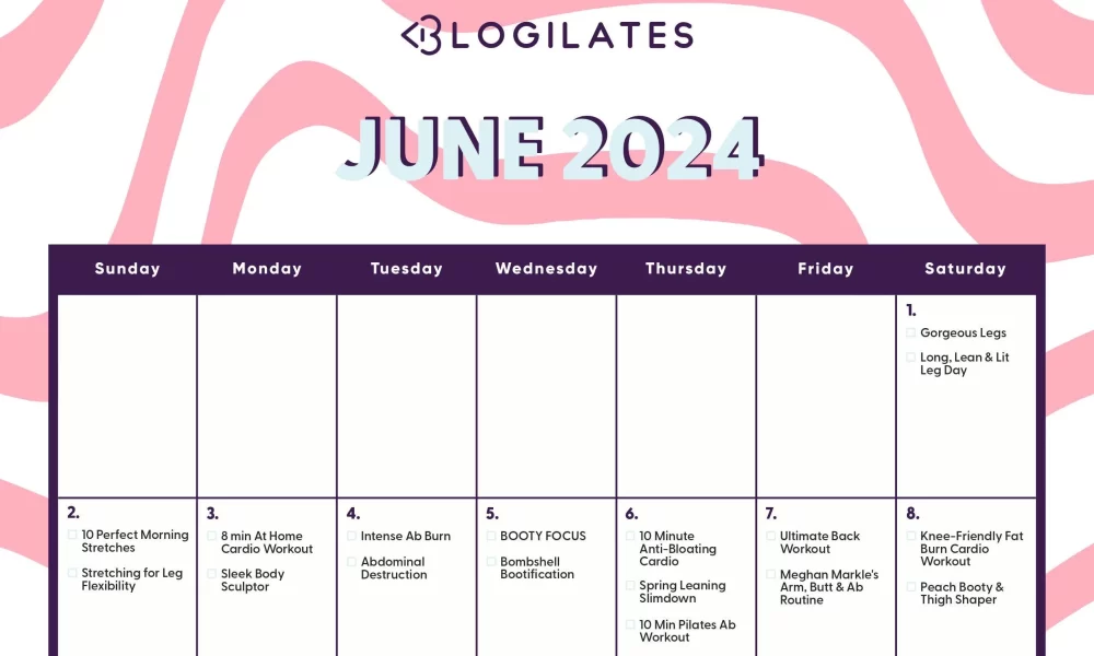 Your Blogilates June 2024 Workout Calendar!!