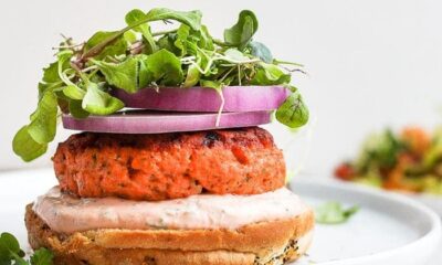 salmon burgers on a plate