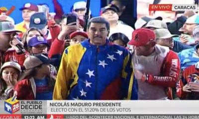 Government allied National Electoral Council (CNE) announces Nicolás Maduro winner of Venezuela's elections