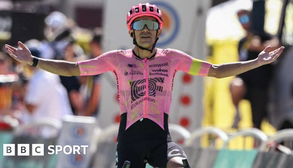 Tour de France: Richard Carapaz completes solo win on stage 17