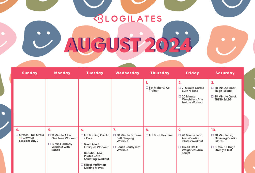 Your Blogilates August 2024 Workout Calendar!!