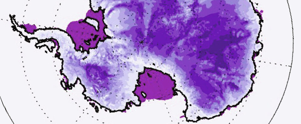 Map of 1950s ice sheet levels in antarctica