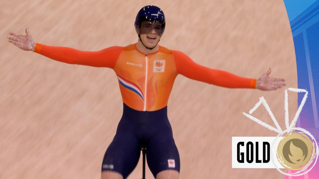 Paris 2024 Olympics video: Harrie Lavreysen wins men's keirin gold as Jack Carlin suffers crash