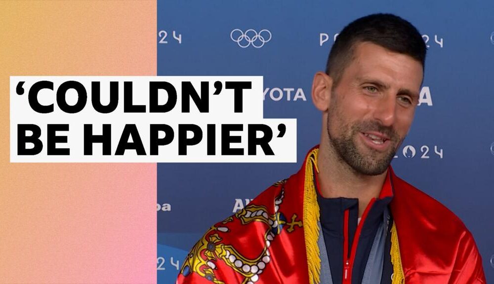 Paris 2024 Olympics video: Novak Djokovic reacts to beating Carlos Alcaraz to win first gold