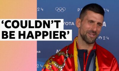 Paris 2024 Olympics video: Novak Djokovic reacts to beating Carlos Alcaraz to win first gold