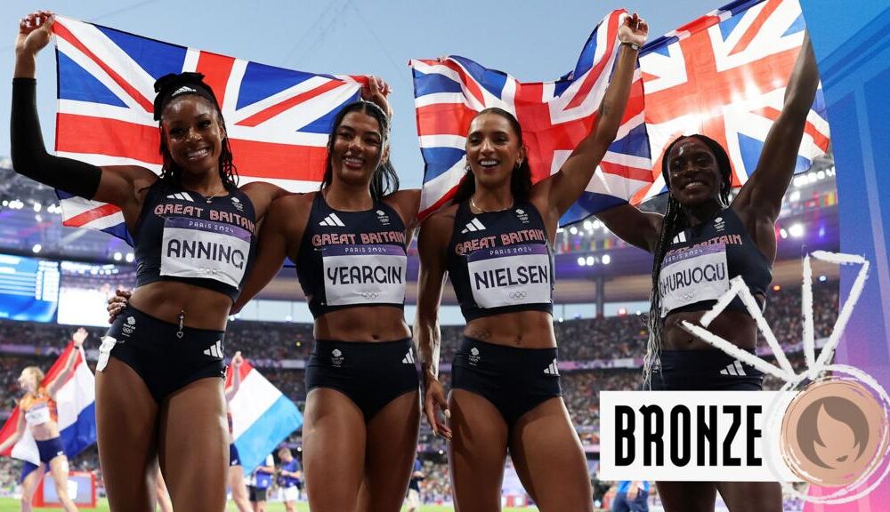 Team GB win bronze & set new British record in women's 4x400m relay