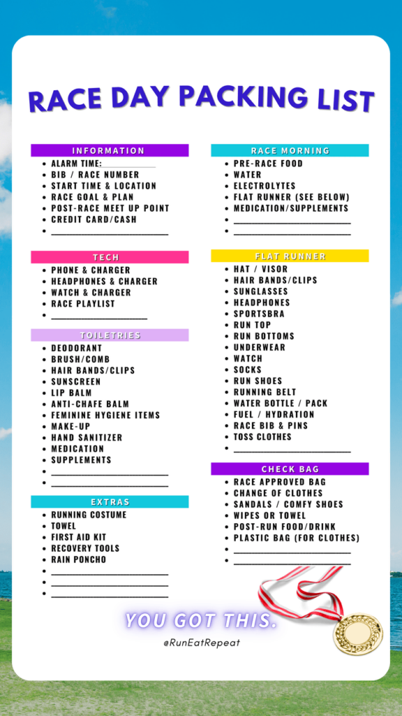 Run Disney Race Packing List