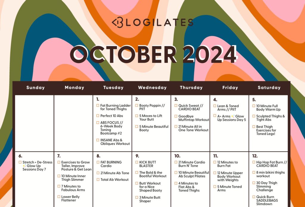 Your Blogilates October 2024 Workout Calendar!!