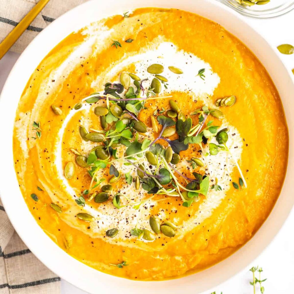 30-Minute Creamy Pumpkin Soup - Fit Foodie Finds