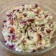 Skinny 2-Ingredient Coleslaw in glass bowl.