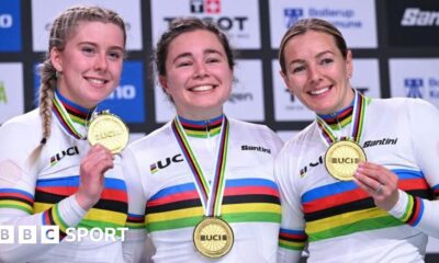 Track World Championships: British cycling trio win women's team sprint gold